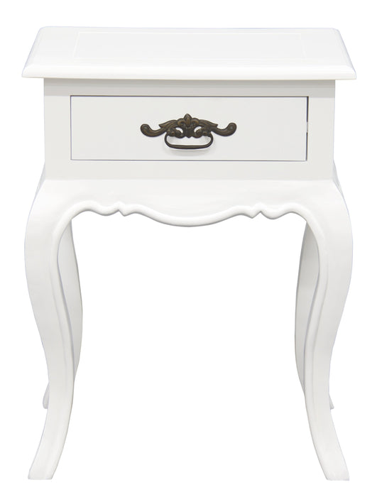 French Provincial 1 Drawer Side Table (White)