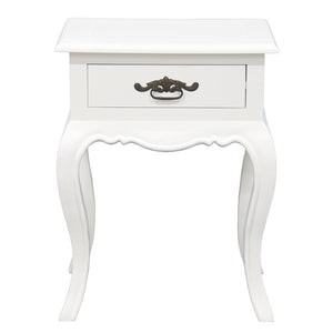 French Provincial 1 Drawer Side Table (White)