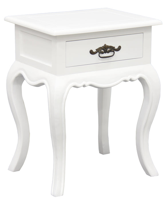 French Provincial 1 Drawer Side Table (White)