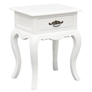 French Provincial 1 Drawer Side Table (White)