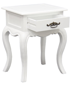 French Provincial 1 Drawer Side Table (White)