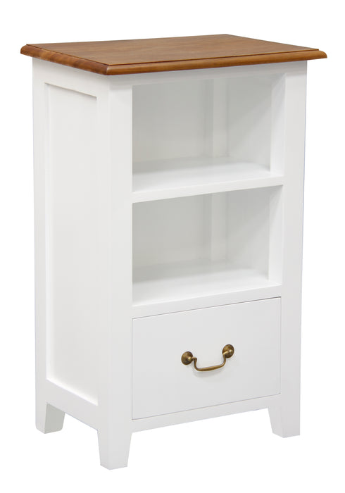Tasmania 1 Drawer Lamp Table (White Caramel)