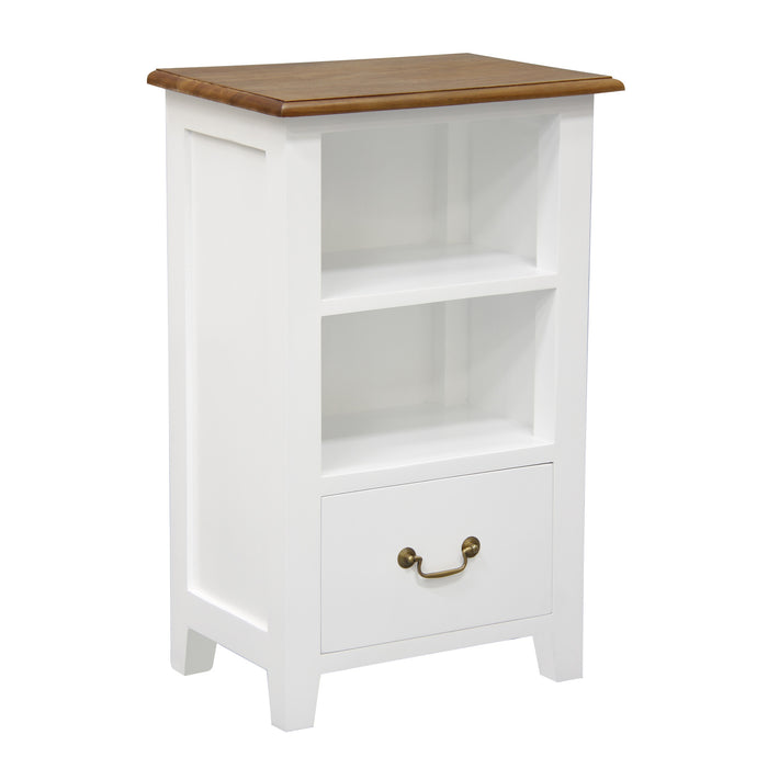 Tasmania 1 Drawer Lamp Table (White Caramel)