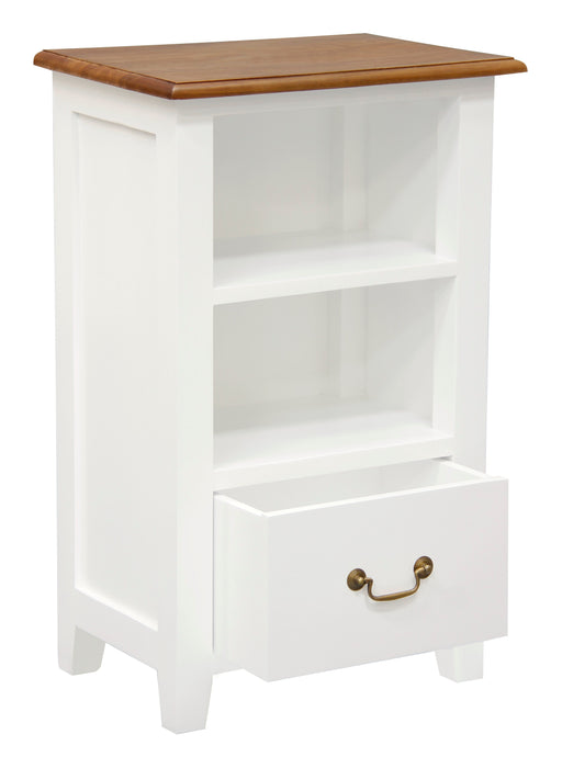 Tasmania 1 Drawer Lamp Table (White Caramel)