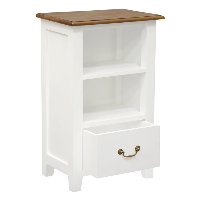 Tasmania 1 Drawer Lamp Table (White Caramel)