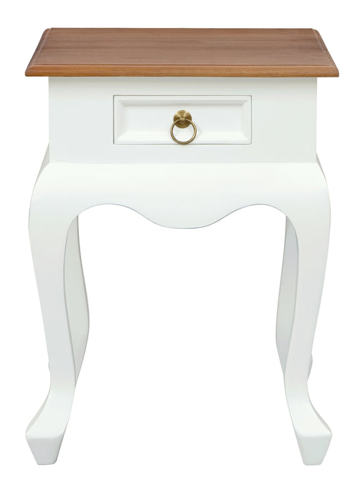 Queen Anne 1 Drawer Lamp Table (White Caramel)