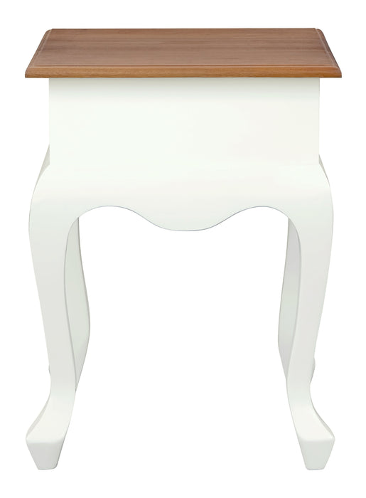 Queen Anne 1 Drawer Lamp Table (White Caramel)