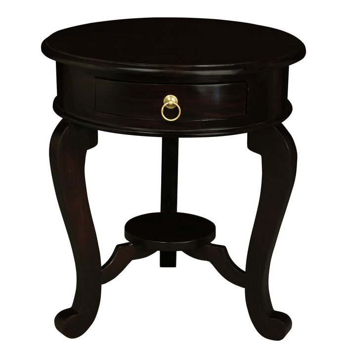 Round Cabriole Leg 1 Drawer Lamp Table (Chocolate)