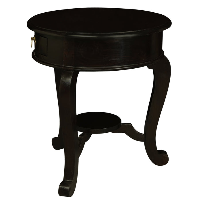 Round Cabriole Leg 1 Drawer Lamp Table (Chocolate)