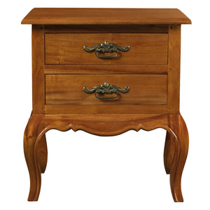 French Provincial 2 Drawer Side Table (Light Pecan)