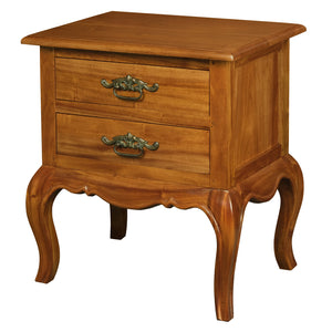 French Provincial 2 Drawer Side Table (Light Pecan)