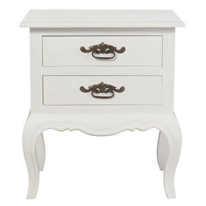 French Provincial 2 Drawer Side Table (White)