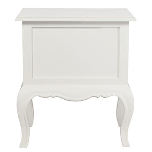 French Provincial 2 Drawer Side Table (White)