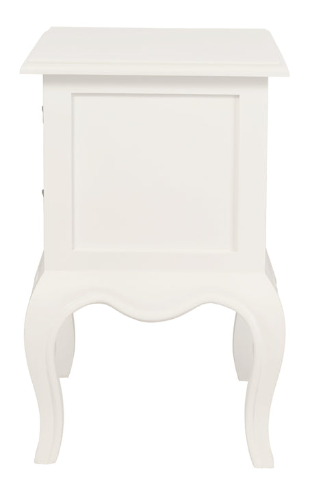 French Provincial 2 Drawer Side Table (White)