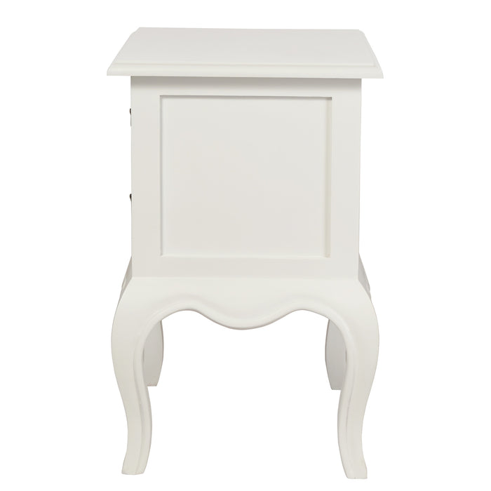French Provincial 2 Drawer Side Table (White)