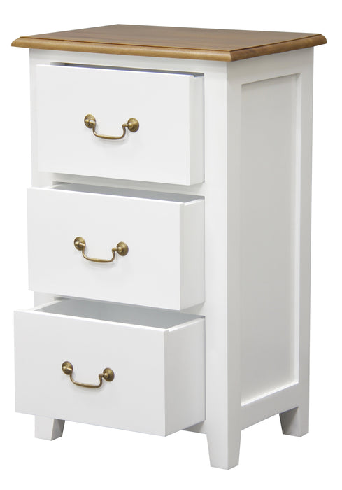 Tasmania 3 Drawer Lamp Table (White Caramel)