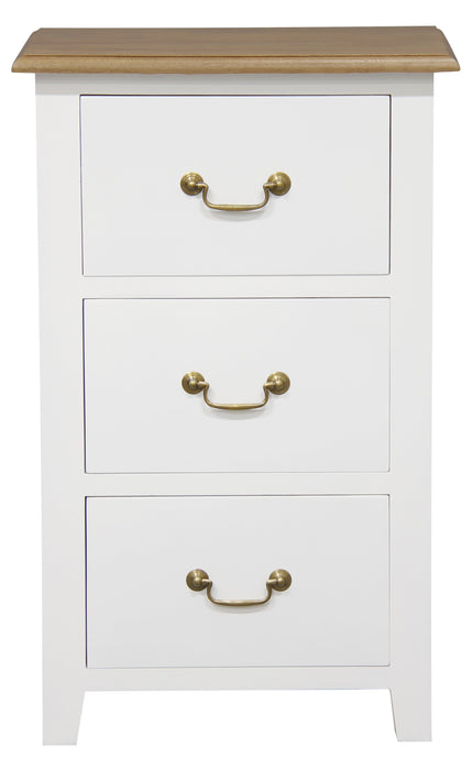Tasmania 3 Drawer Lamp Table (White Caramel)