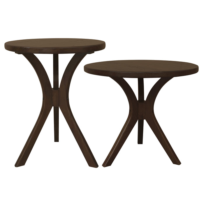 Gatsby Round Side Table - Set of 2 (Walnut)