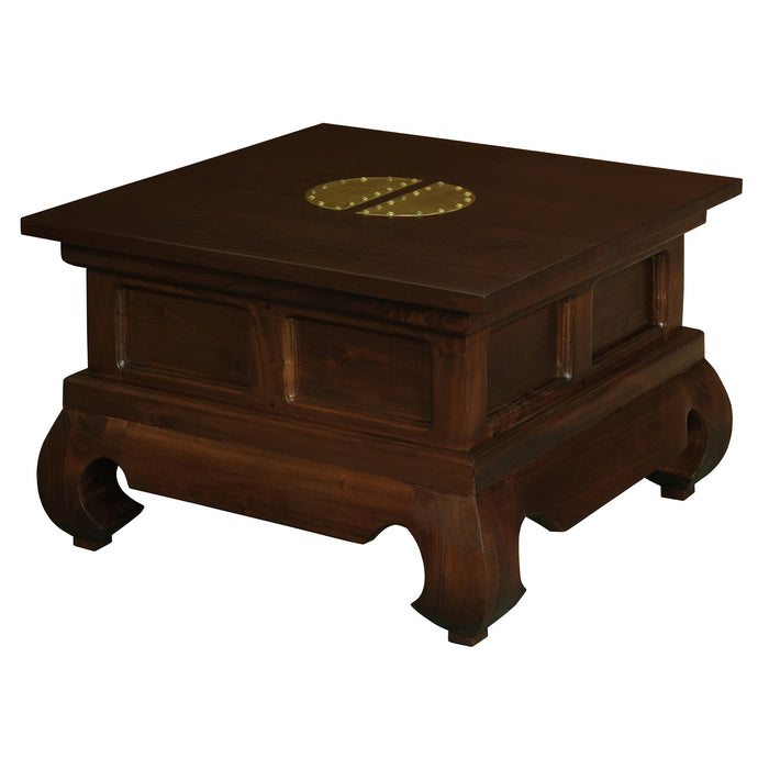 Dynasty Brass Accent Side Table 60 x 60 cm (Mahogany)