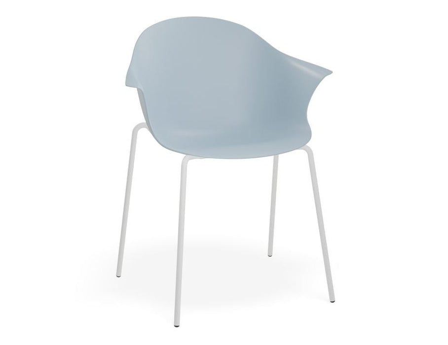 Pebble Armchair Pale Blue with Shell Seat - 4 Post Base with Black Legs