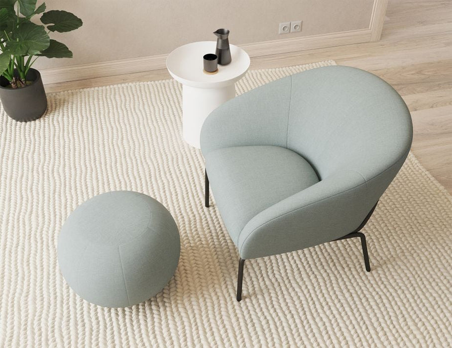 Solace Lounge Chair - Sky Blue - Brushed Matt Gold Legs