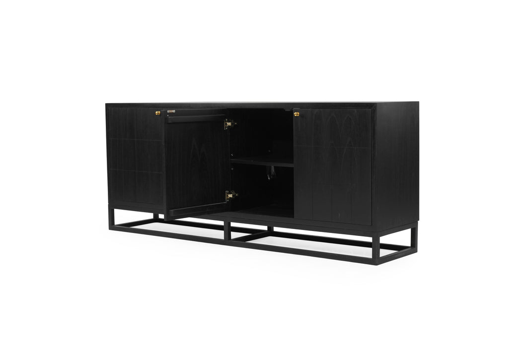 Lisette Four Door Sideboard - Black - Black 200cm