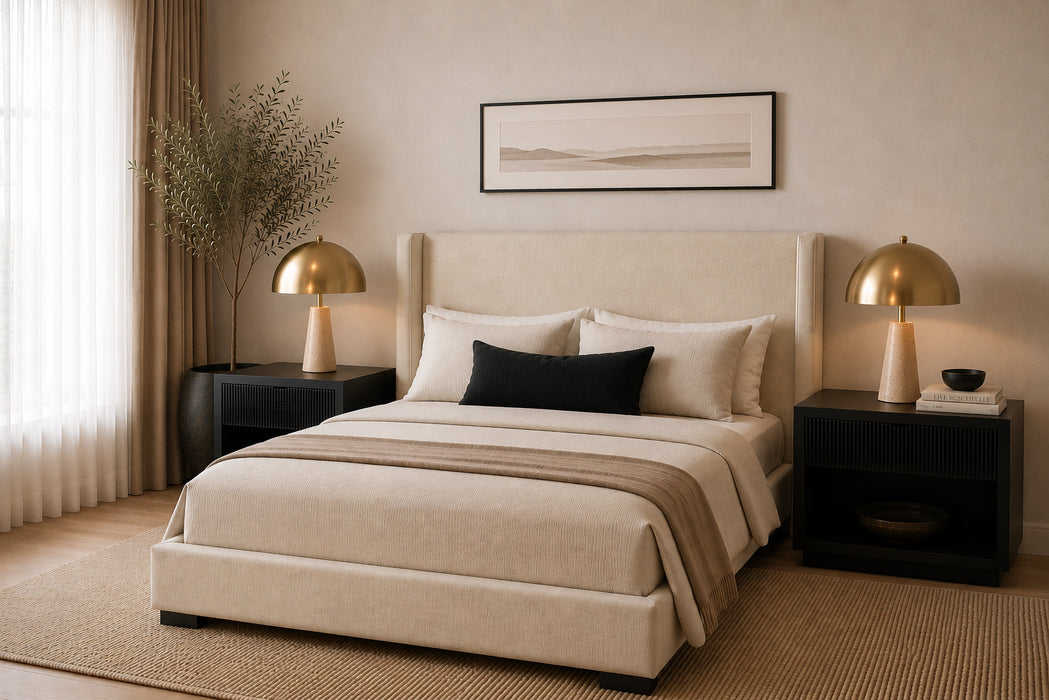 Lola Bed - Linen Weave Alabaster - King