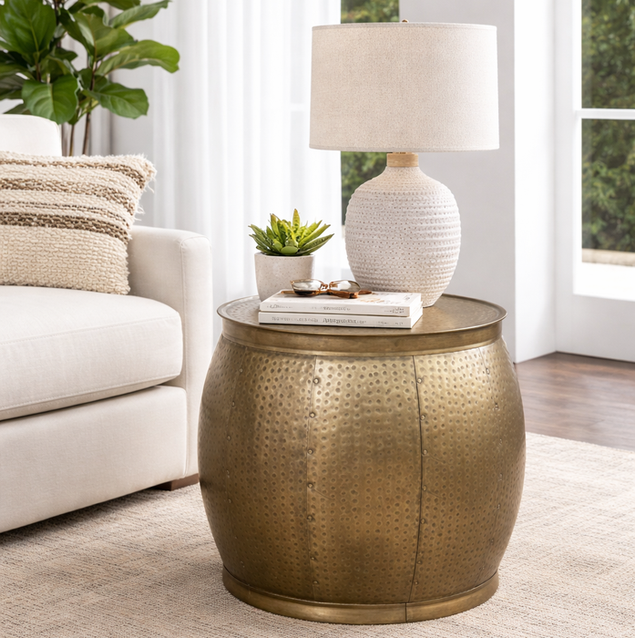 Brass Look Hammered Side Table