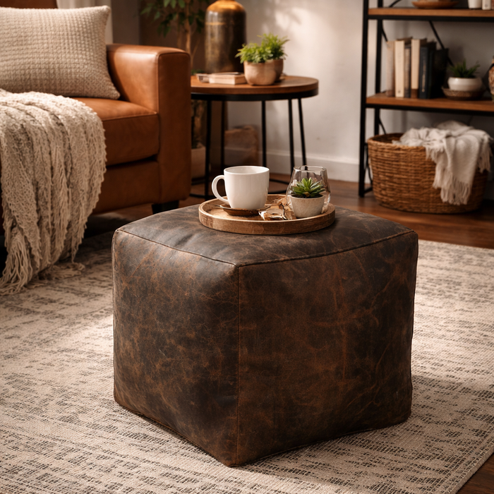 Vintage Leather Ottoman