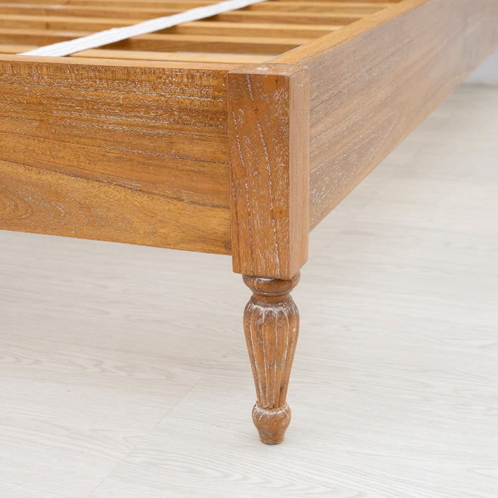 Marseille rattan bed foot detail - Weathered Oak