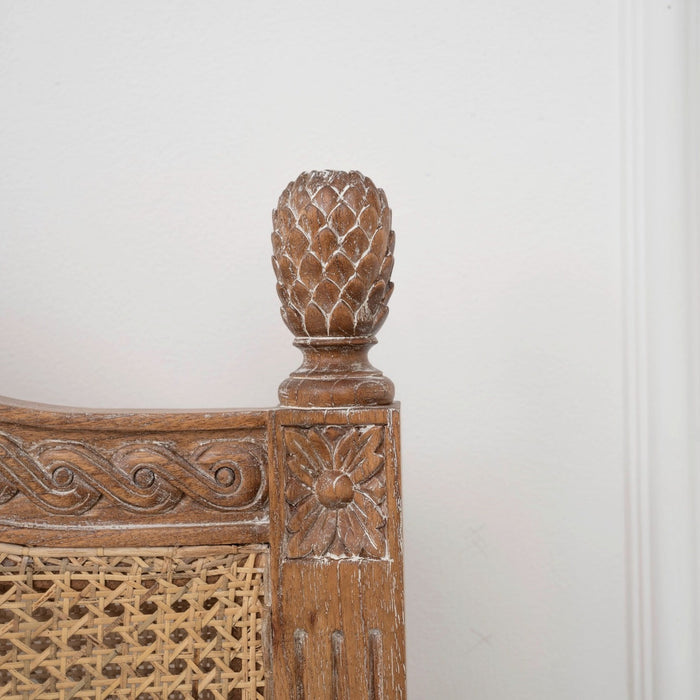 Marseille bed carved finial detail - Weathered Oak