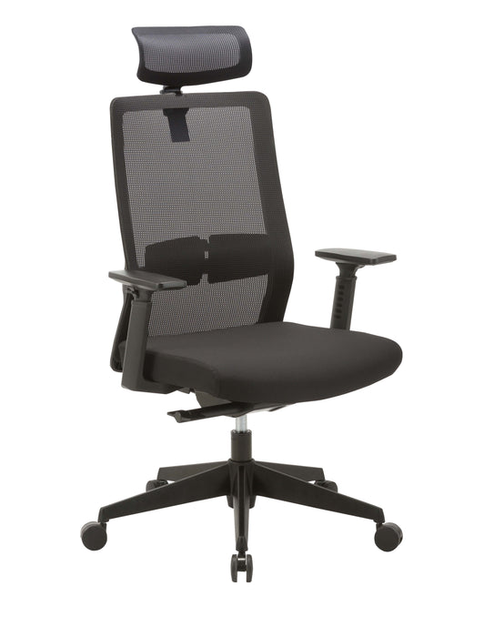 COC8257-UN Mesh Ergonomic Office Chair with Headrest - Black