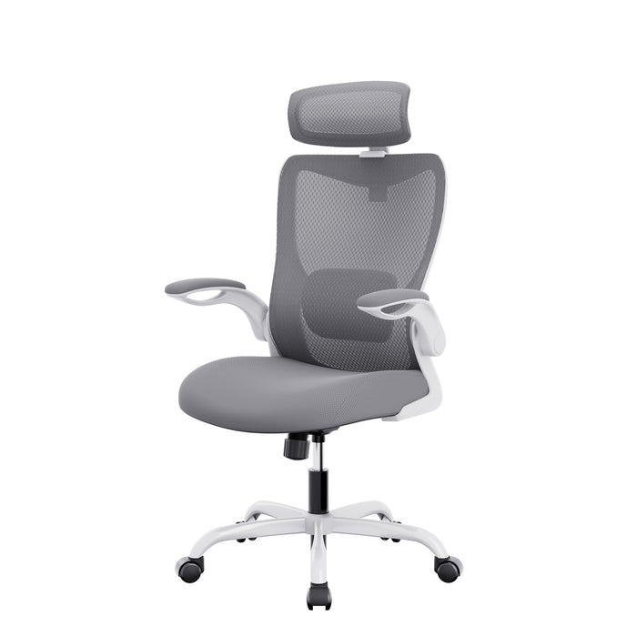 Mona High Back Task Chair With Flip Armrest - Grey