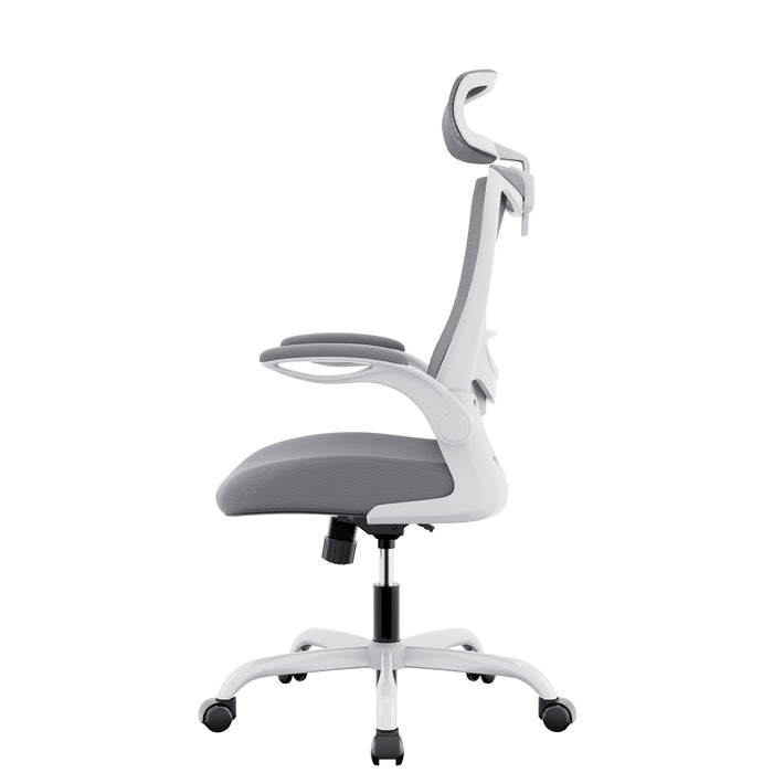 Mona High Back Task Chair With Flip Armrest - Grey