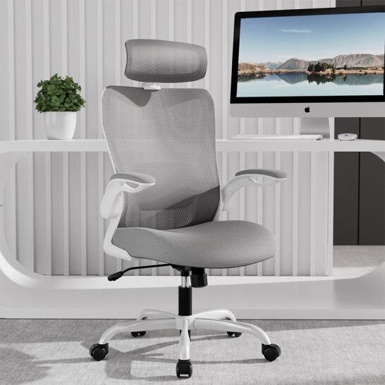 Mona High Back Task Chair With Flip Armrest - Grey