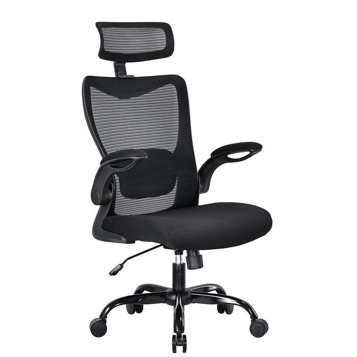 Mona High Back Task Chair With Flip Armrest - Black