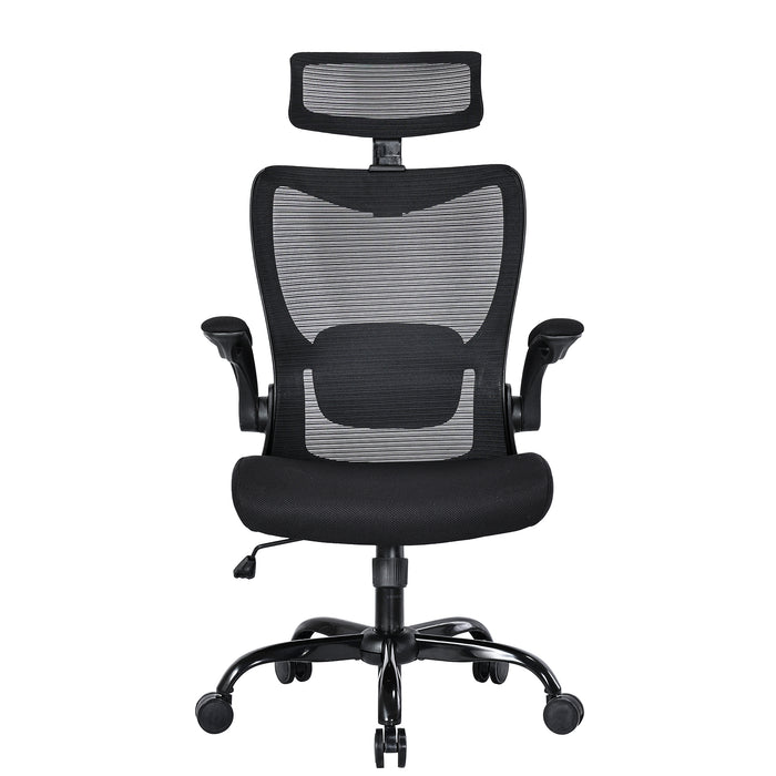 Mona High Back Task Chair With Flip Armrest - Black