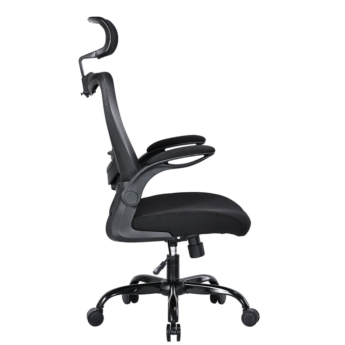 Mona High Back Task Chair With Flip Armrest - Black