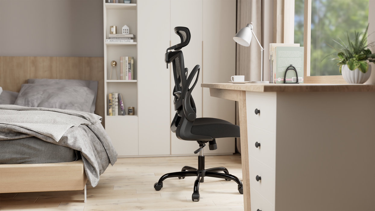 Mona High Back Task Chair With Flip Armrest - Black