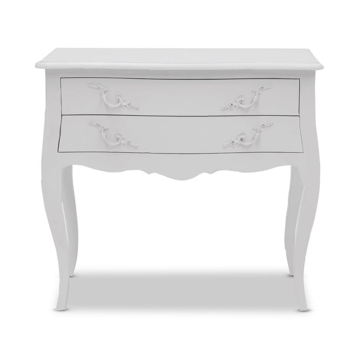 Louis Wide Double Drawer Bedside - Weathered Oak