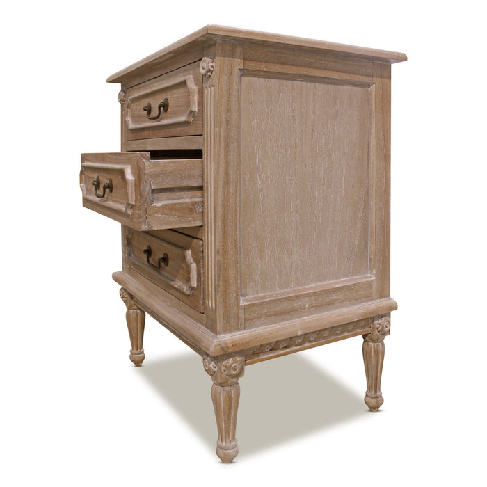 Marseille 3 Drawer Bedside - Weathered Oak