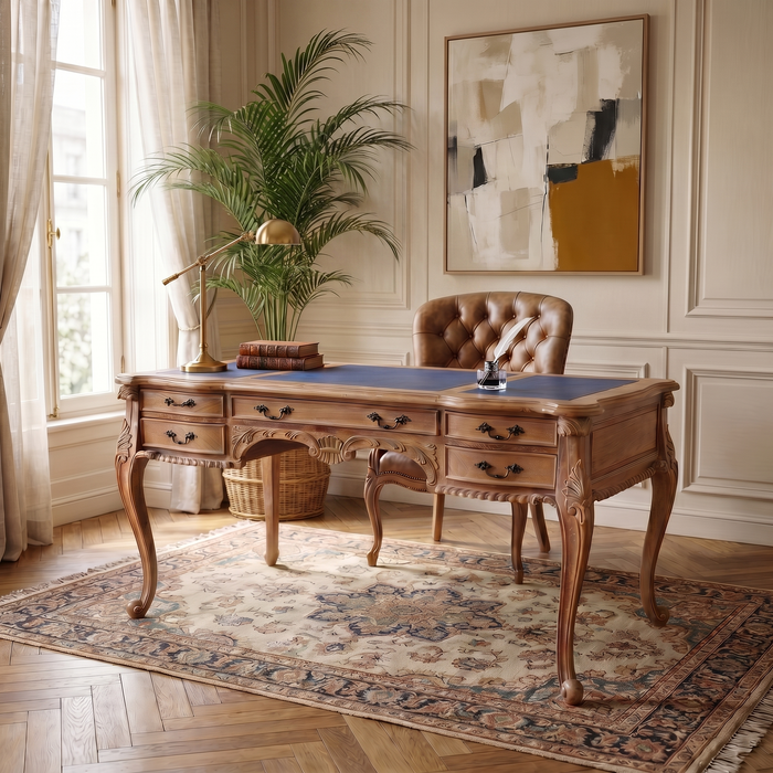 Leather Top Paris Desk - Weathered Oak