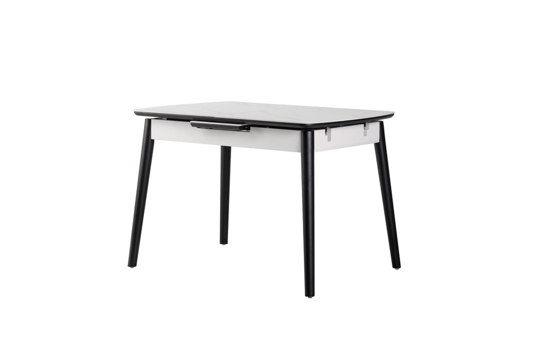 Mila Extension Dining Table Snow White Ceramic