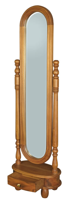 Sierra 1 Drawer Oval Mirror Stand (Caramel)