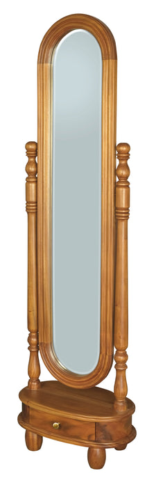 Sierra 1 Drawer Oval Mirror Stand (Caramel)