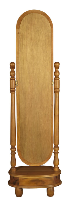 Sierra 1 Drawer Oval Mirror Stand (Caramel)