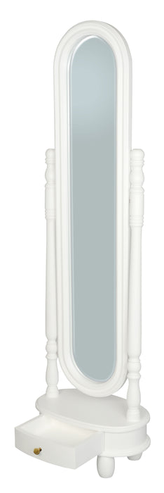 Sierra 1 Drawer Oval Mirror Stand (White)