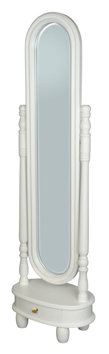 Sierra 1 Drawer Oval Mirror Stand (White)