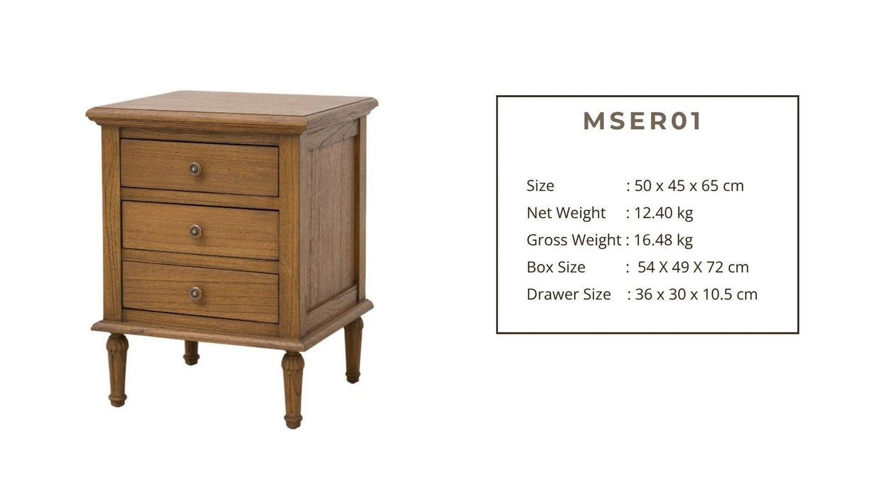 Serenity 3 Drawer Bedside