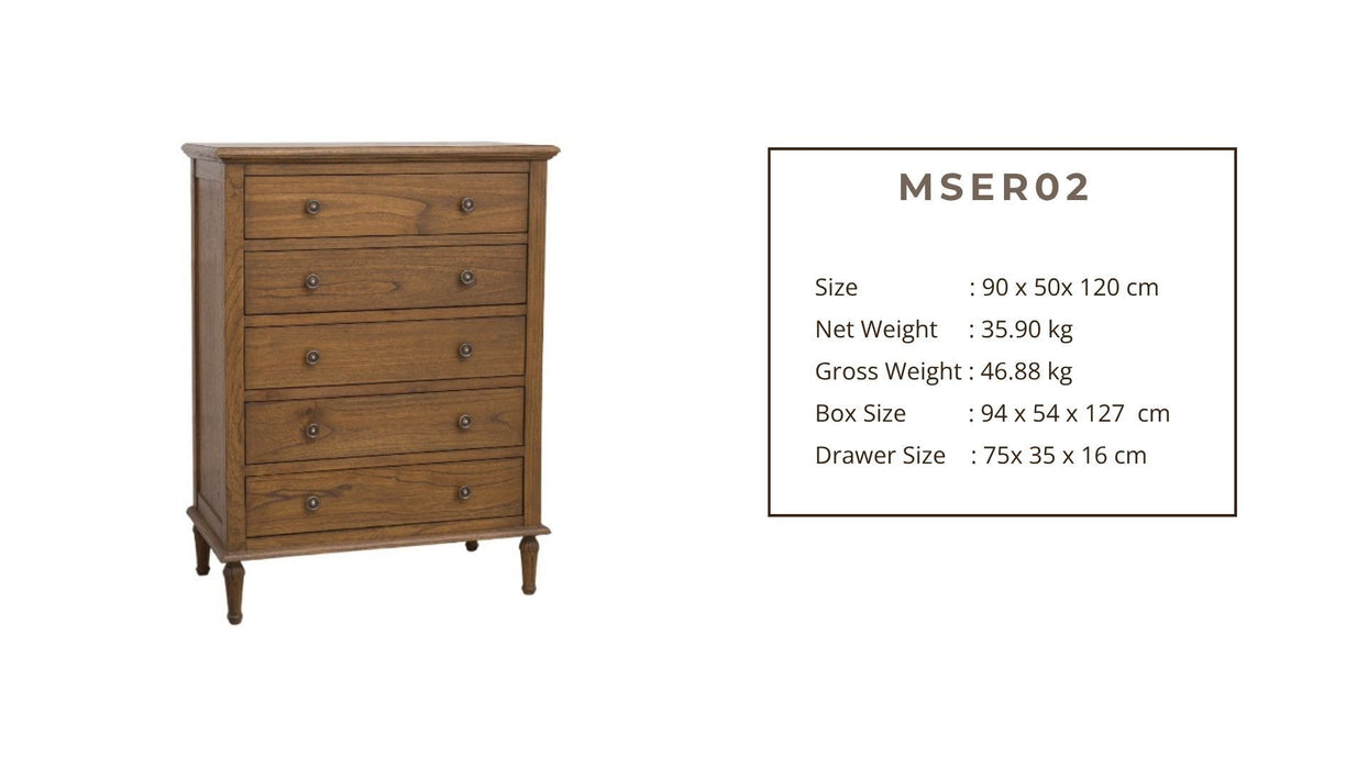 Serenity 5 Drawer Chest of Drawers